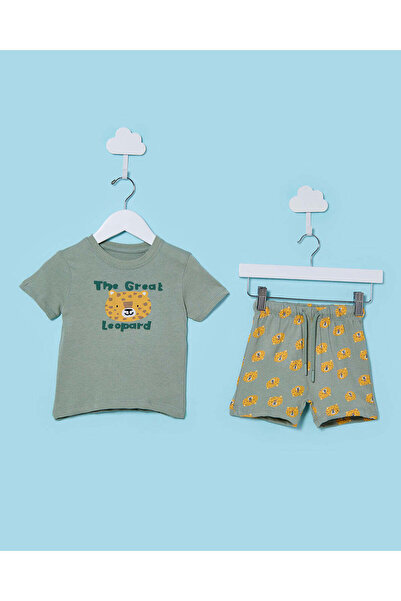 REDTAG طقم ملابس كاجوال مطبوع باللون الأخضر للأولاد الرضع (قطعتين)