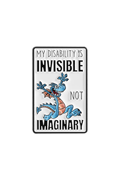 Choice دبوس مينا QHXZ4871 "إعاقتي غير مرئية وليست وهمية" - تنين أزرق كرتوني -...