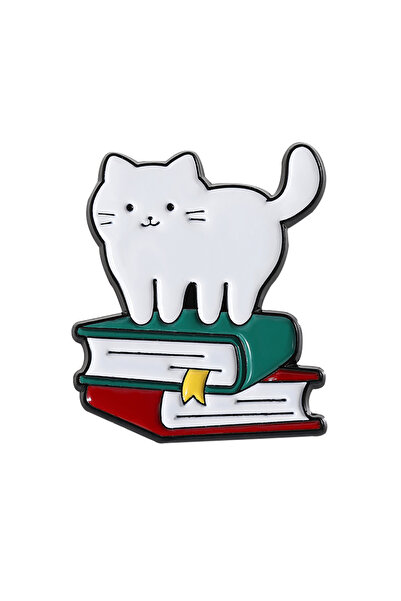 Choice دبوس مينا بتصميم قطط كرتونية مع كتب، نمط ٢، هريرة صغيرة لطيفة، حيوان م...