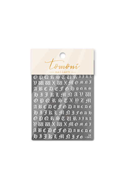 NAILFYOU T-1971 (صلب) حروف إنجليزية قوطية سوداء وبيضاء، منقوشة بتقنية خماسية ...