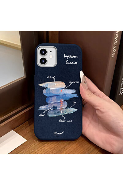 ucuc iPhone 12/12 Pro Compatible Blue Leather Textured Silicone Protects Came...