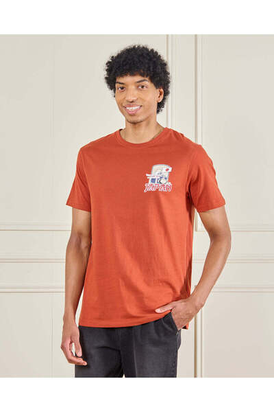 REDTAG Men Orange Printed T-Shirt