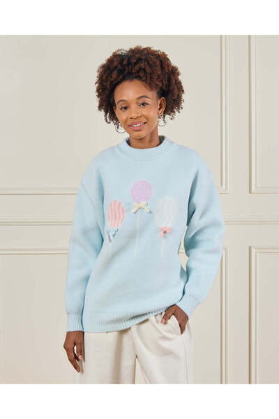 REDTAG Senior Girls Blue Embroidered Pullover