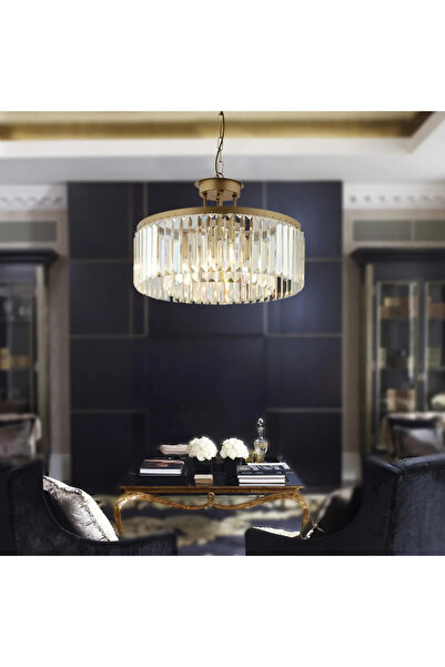 HubRom KANVAS 3450-08-FRR Πολυέλαιος από κρύσταλλο σε χρώμα αντίκα-καφέ 45x70 εκ. 8xE14 Μέγ. 40W