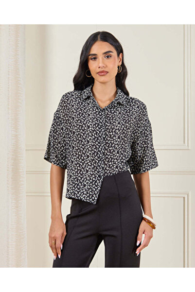 REDTAG Women Black Printed Blouse