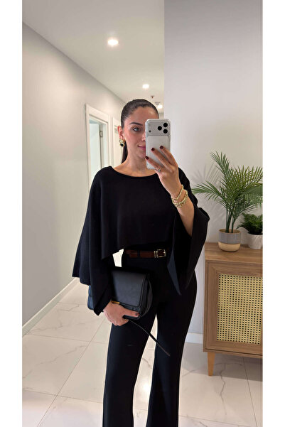 BİRCANÇİL Muta Black Cape Knitwear