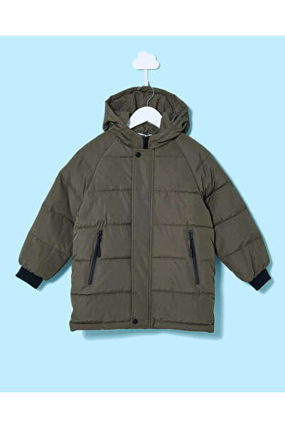 REDTAG Boys Brown Hooded Puffer Jacket