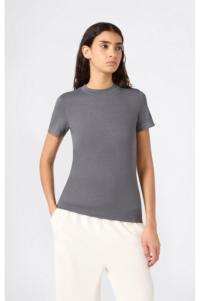 Champion Elevated Basics Short-Sleeve Tee Gri Kadın Tişört - 118080-KK022