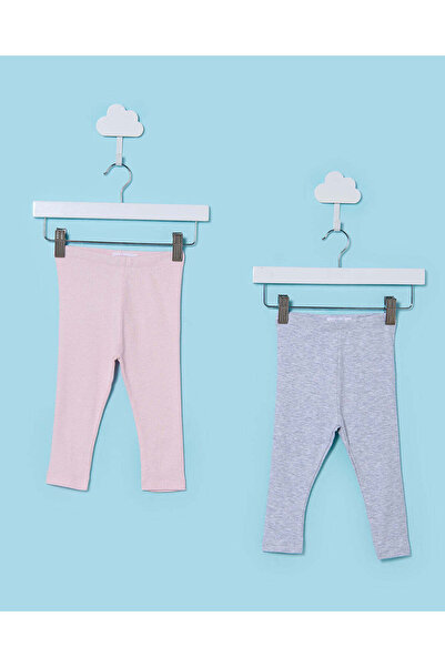 REDTAG Infant Girls Pink And Grey Leggings Set (2 Pieces)