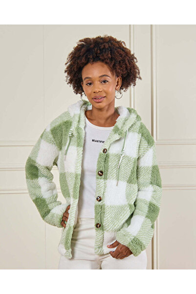 REDTAG سترة خضراء بغطاء رأس للبنات الكبيرات