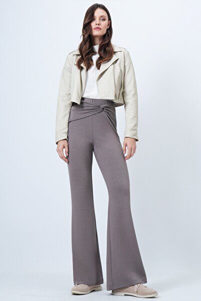 Trend Alaçatı Stili Pantaloni de damă din modal cu detaliu cu nod în talie VİZON VS01521