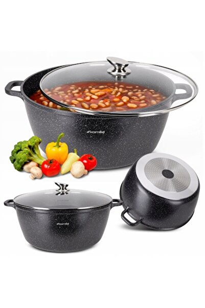 Kamille Cast Aluminum Pot with Marble Coating 18.5 L