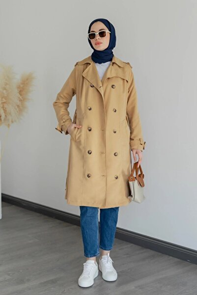 moda auram Kemik Düğmeli Trençkot