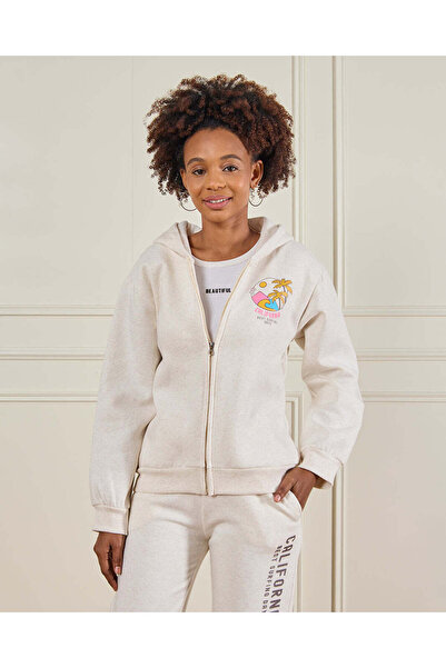 REDTAG Senior Girls Beige Printed Sweatshirt