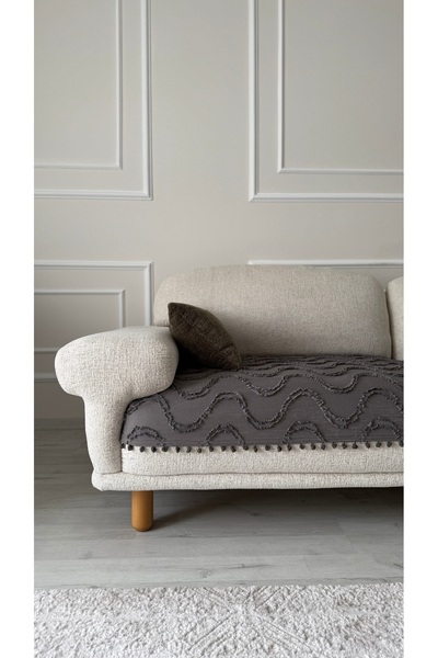 Hisar Home Bohem Ponponlu Püsküllü Çizgili Desen Koltuk Örtüsü 90x200 cm | 3 ...