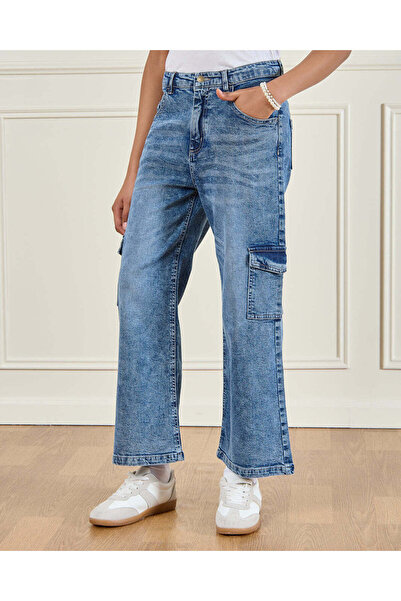 REDTAG بنطلون جينز أزرق للفتيات الكبيرات