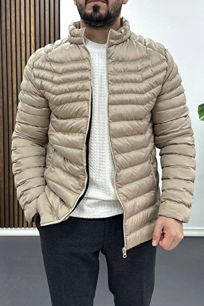 Edwox Men's Slim Fit Puffer Jacket Mink Edw435