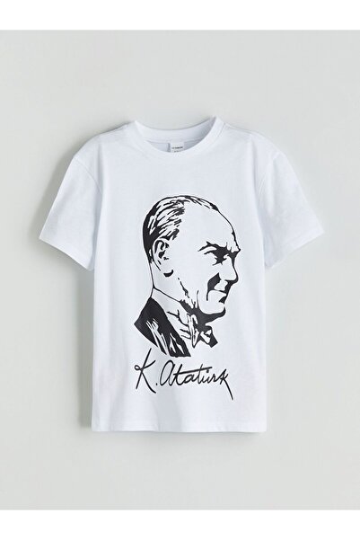 LC Waikiki Crew Neck Ataturk Printed Boys' T-Shirt