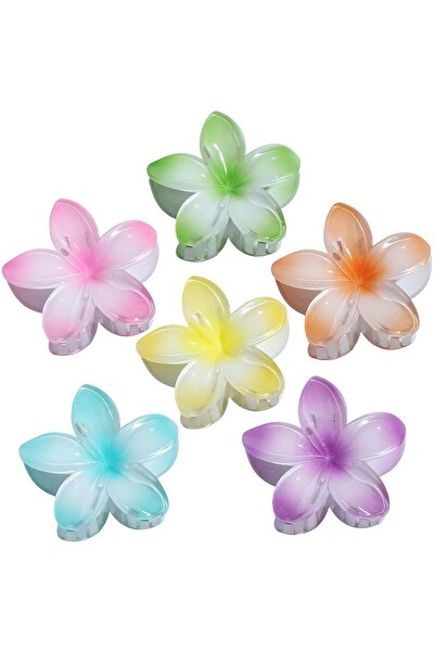 Arabest مشابك شعر مزينة بالزهور للنساء، 6 قطع، مشابك هاواي كبيرة الحجم، مشابك بلوميريا متوسطة الحجم للشعر الكثيف