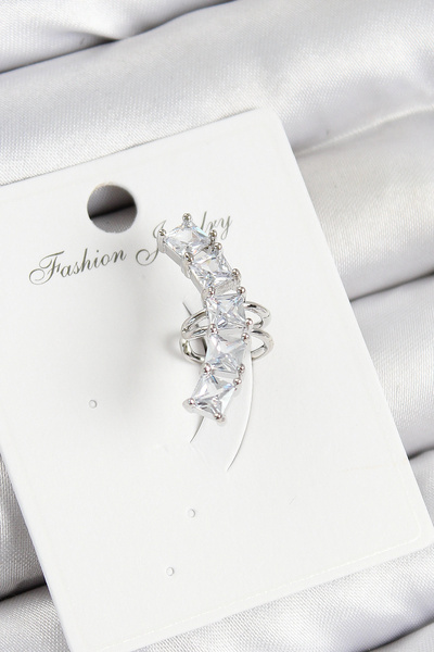 shopwave أقراط من النحاس والزركون موديل فضي اللون من اللحم الوركي الأيمن - TJ...