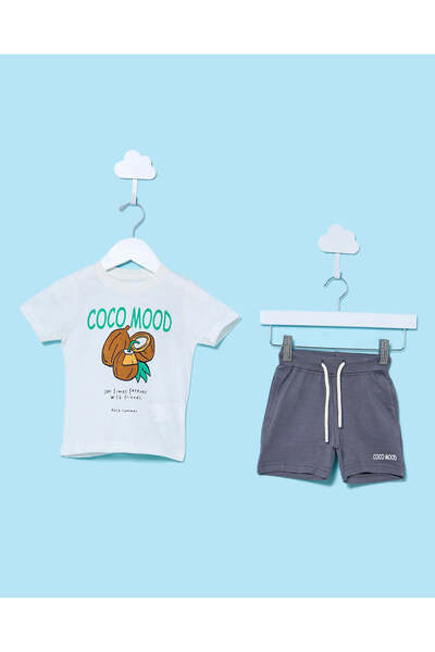 REDTAG Infant Boys White CoCo Print Casual Set (2 Piece)