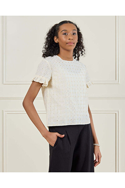 REDTAG Senior Girls White Embellished Top