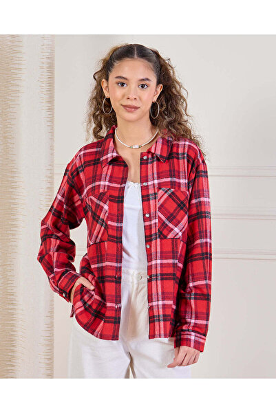 REDTAG Senior Girls Red Checkered Casual Shirt