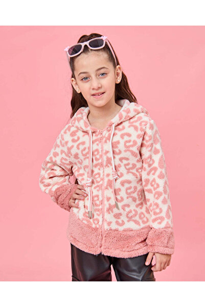 REDTAG Girls Pink And White Hooded Jacket