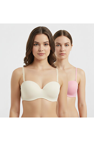 BONBON Women's Underwire Unpadded 2 Colors 2-Piece Combination Strapless Bra ...