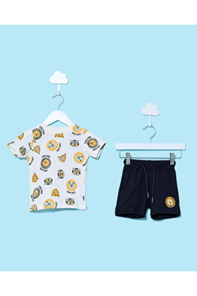 REDTAG Infant Boys Black And White Printed Casual Set (2 Piece)