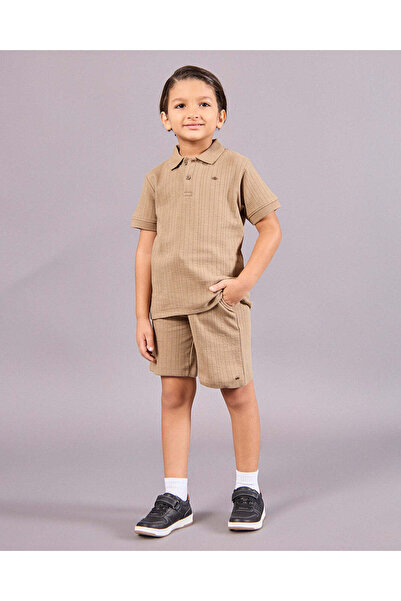 REDTAG Boys Beige Polo With Short Set (2 Piece)