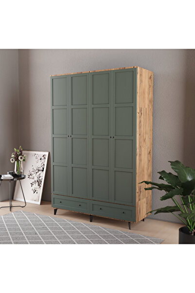 Teen & Bright TOPRAK 4 KAPAKLI ÇEKMECELİ GARDIROP - MDF KAPAK