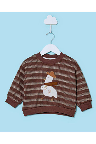 REDTAG Infant Boys Brown Striped Sweatshirt