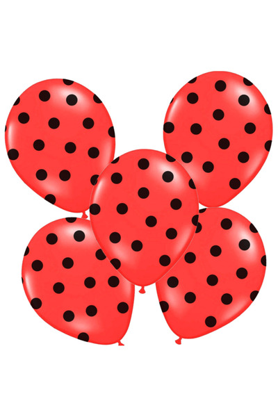 JML1 Balloons 100/set, for Kids, Latex for Party, Red with Black Dots, Wholesale