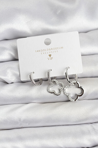 shopwave طقم أقراط نسائية من النحاس الفضي موديل يونكا مكون من 3 قطع - TJ-BKP1...