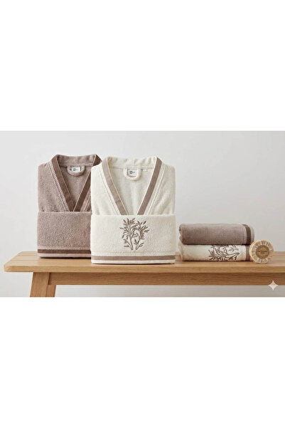 Özdilek طقم عائلي من نيف بوردادو بلون البيج الكريمي