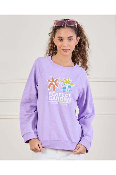 REDTAG Senior Girls Lilac Printed Sweatshirt