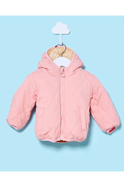 REDTAG سترة مبطنة وردية اللون بغطاء رأس للبنات الصغيرات