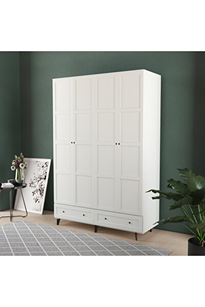 Teen & Bright TOPRAK 4 KAPAKLI ÇEKMECELİ GARDIROP - MDF KAPAK