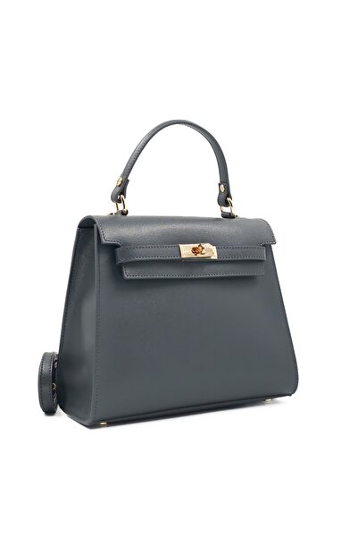 Posete Fagaras Teresa Leather Purse - Dark Grey, Casual Bag Made of Genuine L...