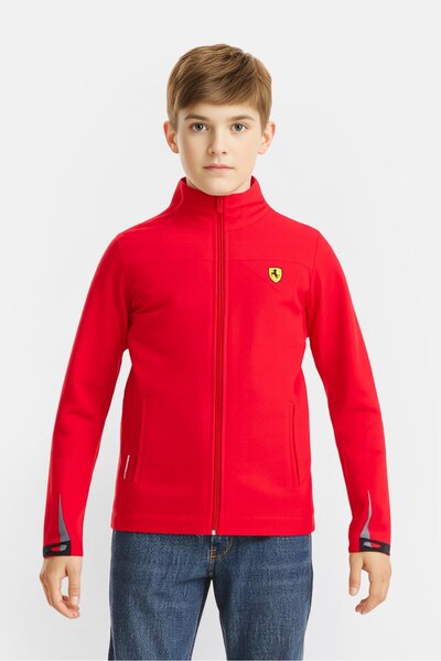 Scuderia Ferrari Kids Boy Sportswear Fit Brand Logo Jacket, Red