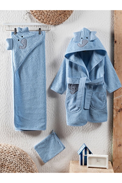 Kidboo طقم رداء حمام قطني بتصميم لطيف مكون من بغطاء رأس رداء حمام - 3 مناشف -...