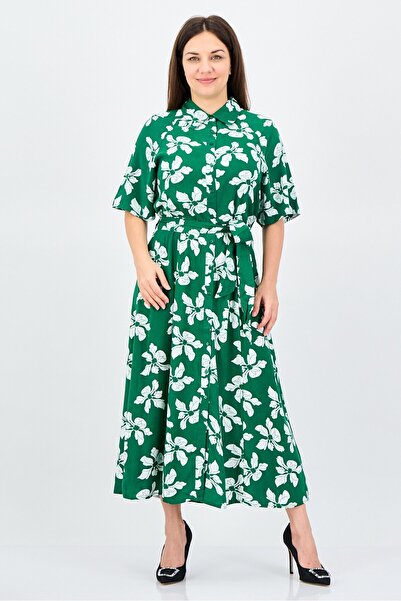 Anne Klein Women Floral Print Midi Dress, Green