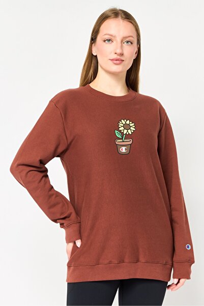 Champion Women Sportswear Fit Long Sleeve Outdoor Sweatshirt, Brown