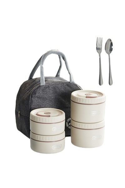 Lullaxx 304 Stainless Steel Lunch Box Bento Lunch Boxes , Cutlery And Insulated Bag,Microwave Safe.