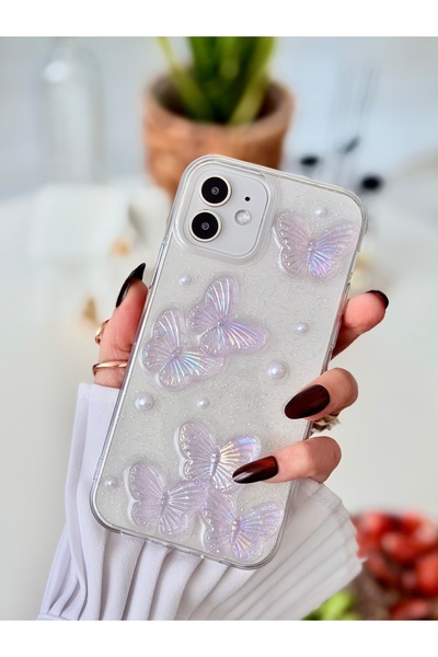 Go Aksesuar جراب سيليكون مرن متوافق مع هاتف Iphone 12 و12 Pro بتصميم فراشة أر...