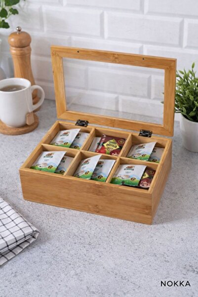 NOKKA 6 Gözlü Kapaklı, Mdf Çok Amaçlı Dekoratif Kutu, Takı Organizeri, Saklam...