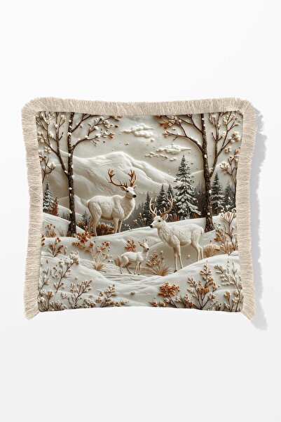 Pilloveland Fringed Cushion Cover Double Sided Printed - Kırağı