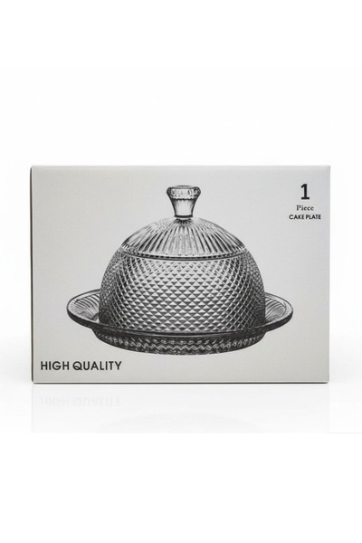 ALKHANBASHI Glass Plate with Dome Cover – Elegant Serving Display (20 × 20 × 13 cm)