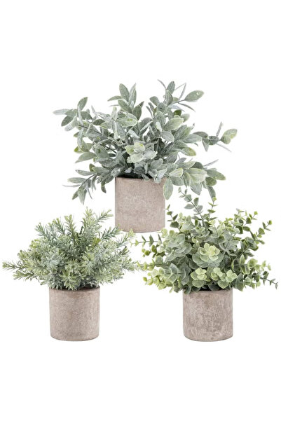Arabest 3 Pack Artificial Potted Plants,Mini Fake Green Plants Artificial Plastic,for Home,Office,Decoration